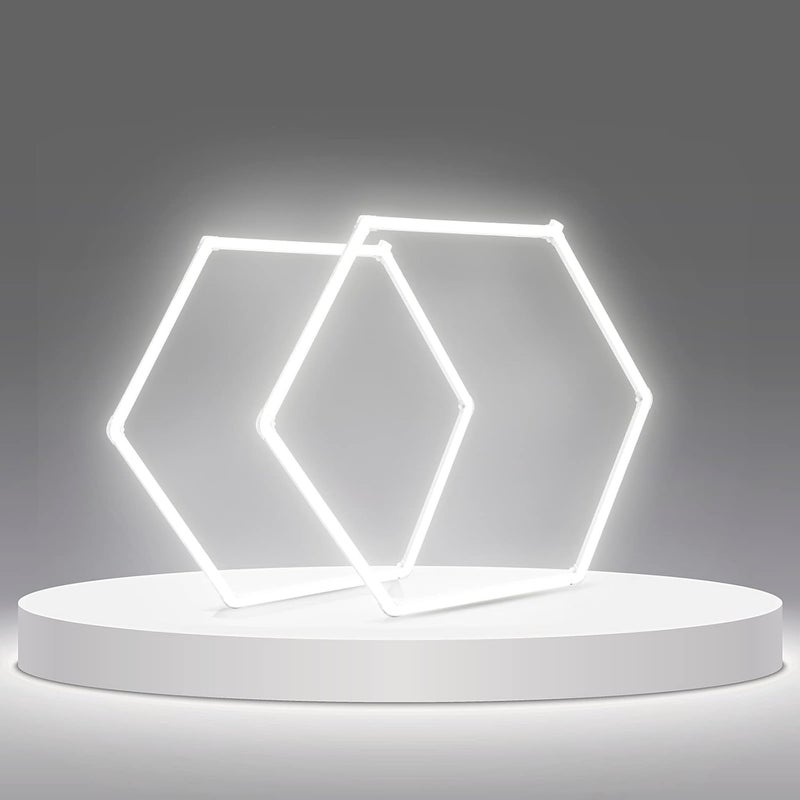LZHOME ضوء جراج سداسي LED: 12700 لومن ضوء تفصيل السيارات، إضاءة سقف وجدران قابلة للتجميع، لورشة العمل، القبو، صالة الألعاب الرياضية، المستودع، بار، غرفة الألعاب - Image 1